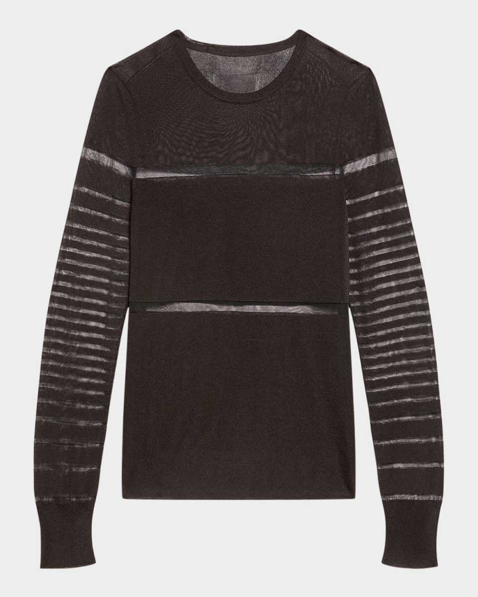 Spaced Sheer Long-Sleeve Top